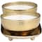 White Wax Egyptian Mint Scented Candle Set with Gold Hammered Containers and Oval Holding Tray